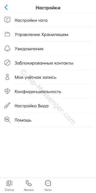 Настройки Bip мессенджер на айфоне
