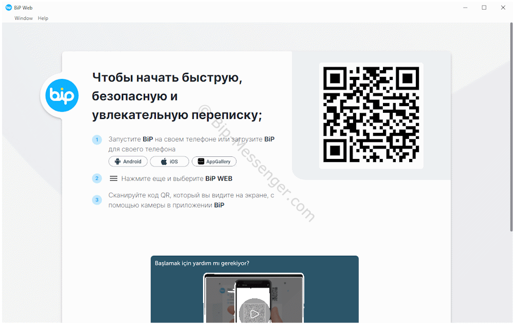 Главное окно авторизации BIP на Windows